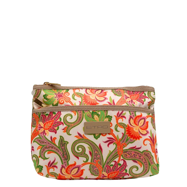 Etro Toilettas Orange Flower Envelope Medium Double Zipper