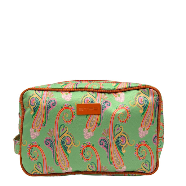 Etro Toilettas Paisley Green Double Zipper