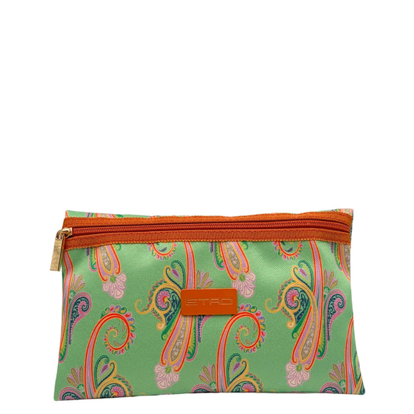 Etro Toilettas Paisley Green Envelope Small Zipper