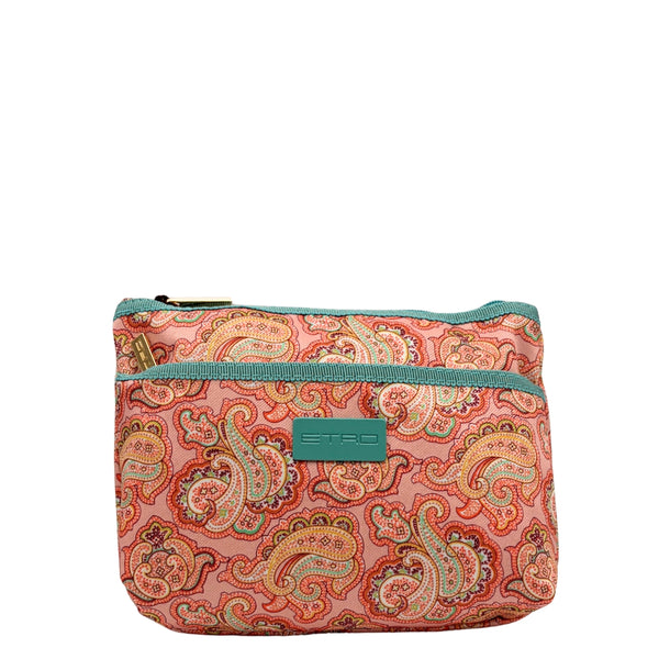 Etro Toilettas Paisley Pink Envelope Medium Double Zipper